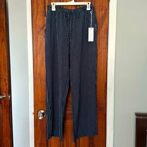 Navy blue striped trousers